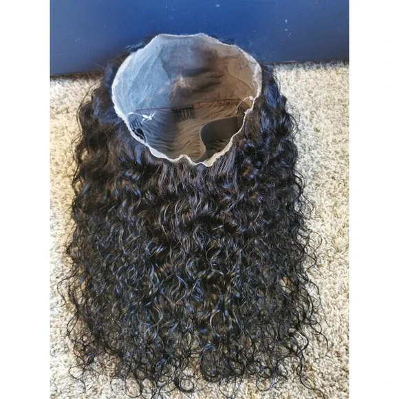 New 16 Ashimary Human Hair Invisi-Strap Water Wave 360 Lace Frontal Wig 1B